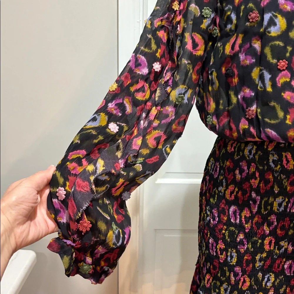 Farm Rio sz M long sleeve ruffled floral midi dress - Picture 4 of 13